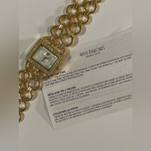 NEW White Diamonds Goldtone Quartz Bracelet Watch main image 6
